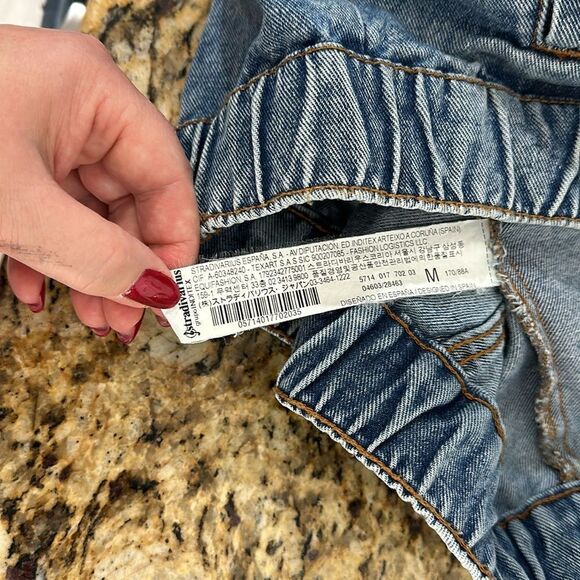 Stradivarius Jewel Rhinestones Oversized Denim Jacket In Blue Size M - Picture 7 of 11